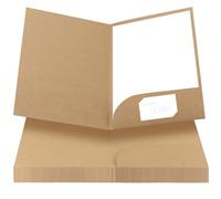 HEIHAK Lot de 25 dossiers en papier kraft A4 avec poches pour cartes, dossiers à coupe carrée en carton A4 pour bureau, maison, réunion, documents