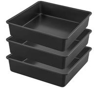 HEIHAK Lot de 3 plateaux de cuisson carrés en acier au carbone - 20 x 20 x 5,1 cm - Noir - Antiadhésifs - Multifonctions - Pour gâteaux, pain, pizzas, autres desserts