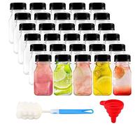 HEIHAK Lot de 30 mini bouteilles carrées en plastique de 118 ml avec couvercle noir pour conserver jus, lait, smoothies et café