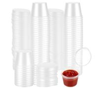 HEIHAK Lot de 300 récipients à sauce ronds en plastique réutilisables de 28,3 g avec couvercles, pour la cuisine, les aliments à emporter