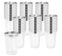 HEIHAK Lot de 60 verres à vin en plastique à bords argentés - 78 x 112 mm - 355 ml