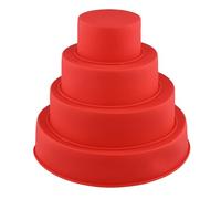 HEIHAK Lot de 8 moules à gâteau ronds en silicone - 4 tailles - Antiadhésifs - Pour la fabrication de gâteaux - Rouge - 10, 15, 20, 25 cm
