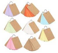 HEIHAK Lot de 8 paquets de 400 cartes flash multicolores en papier kraft, cartes d'étude vierges avec anneau en métal pour mémoire, apprentissage, notes, bricolage (50 feuilles de 8 couleurs par lot)