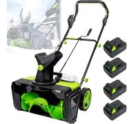 HEIHEIZI Souffleuse à Neige électrique sans Fil 3500W - Souffleuse à Neige sans balais 50cm avec Batterie 4.0Ah et Chargeur Rapide, Double phares LED intégrés, Distance de Lancer 7.6m 4 batts