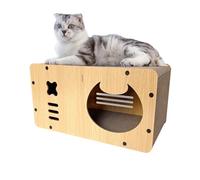 Heikoeco® Niche pour chat avec griffoir, maison d'intérieur XXL en carton, tapis à griffer, salon, jouet durable 55 x 29 x 28 cm (petit monstre)