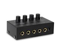 Heilanole Amplificateur de Casque Stéréo Mini 4 Canaux Ultra-Compact HA400, Inclut Un Convertisseur de Prise Audio 6,5 mm à 3,5 Mm, Prise Européenne.