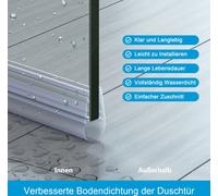 Heilmetz joint de douche 60cm joint de remplacement porte de douche pour épaisseur de verre 7-8mm hydrofuge joint de porte de douche ou de cabine de douche lèvre ronde TYPE1