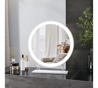 Heilmetz Miroir cosmétique Φ40cm rond miroir de maquillage LED avec 3 couleurs de lumière miroir de table avec interrupteur tactile blanc