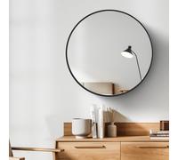 Heilmetz Miroir de salle de bain Round Diamètre 70cm Miroir mural décoratif Cerclage en fer Miroir noir