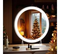 Heilmetz Miroir Maquillage Lumineux LED 40cm Rond Blanc, Hollywood Miroir avec éclairage, Miroir de Table Coiffeuse Cosmétique 3 Couleurs de Lumière Dimmable