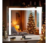 Heilmetz Miroir Maquillage Lumineux LED 50x42cm Blanc, Hollywood Miroir avec éclairage, Miroir de Table Coiffeuse Cosmétique 3 Couleurs de Lumière Dimmable