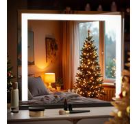 Heilmetz Miroir Maquillage Lumineux LED 60x52cm Noir, Hollywood Miroir avec éclairage, Miroir de Table Coiffeuse Cosmétique 3 Couleurs de Lumière Dimmable