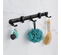 Heilmetz Patère murale pliable Crochet de penderie noir avec 5 crochets pliables pour vestes manteaux écharpes sacs à main (2 pièces)