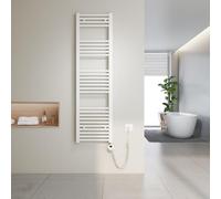 Heilmetz Radiateur sèche-Serviettes électrique 140x40cm avec Thermostat Digital avec Fonction minuterie Sèche-Serviettes Droit Blanc 500W