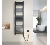 Heilmetz Radiateur sèche-Serviettes électrique 140x40cm avec Thermostat Digital avec Fonction minuterie Sèche-Serviettes Droit Anthracite 500W