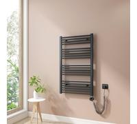 Heilmetz Sèche Serviette électrique 100x60cm,Anthracite,seche Serviette avec Anthracite Élément Chauffant Thermostat Digital et Fonction minuterie,600W,Chauffe Serviette,radiateur Salle de Bain