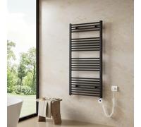 Heilmetz Sèche Serviette électrique 1200x600 mm, sèche Serviette avec Élément Chauffant Thermostat Digital et Fonction minuterie, 600W Radiateur seche Serviette Electrique Salle de Bain, Anthracite