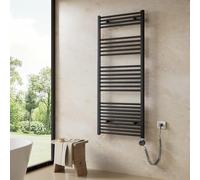 Heilmetz Sèche Serviette électrique 1400x600 mm, sèche Serviette avec Élément Chauffant Thermostat Digital et Fonction minuterie, 600W Radiateur seche Serviette Electrique Salle de Bain, Anthracite