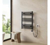 Heilmetz Sèche Serviette électrique 700x500 mm, sèche Serviette avec Élément Chauffant Thermostat Digital et Fonction minuterie, 300W Radiateur seche Serviette Electrique Salle de Bain, Anthracite
