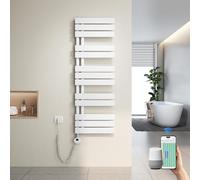 Heilmetz Sèche Serviette Électrique Intelligent 1176 x 400 mm, Radiateur Sèche-Serviette Plat avec WiFi, Commande App & Vocale (Alexa/Google Home), Programmation Hebdomadaire, 600W (Blanc)
