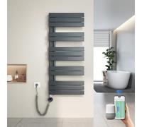 Heilmetz Sèche Serviette Électrique Intelligent 1176 x 500 mm, Radiateur Sèche-Serviette Plat avec WiFi, Commande App & Vocale (Alexa/Google Home), Programmation Hebdomadaire, 600W (Anthracite)