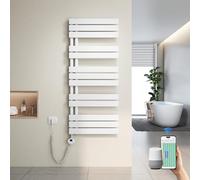 Heilmetz Sèche Serviette Électrique Intelligent 1176 x 500 mm, Radiateur Sèche-Serviette Plat avec WiFi, Commande App & Vocale (Alexa/Google Home), Programmation Hebdomadaire, 600W (Blanc)