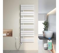 Heilmetz Sèche Serviette Électrique Intelligent 1385 x 500 mm, Radiateur Sèche-Serviette Plat avec WiFi, Commande App & Vocale (Alexa/Google Home), Programmation Hebdomadaire, 800W (Blanc)