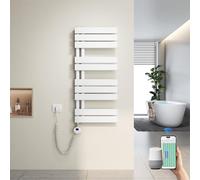 Heilmetz Sèche Serviette Électrique Intelligent 899 x 400 mm, Radiateur Sèche-Serviette Plat avec WiFi, Commande App & Vocale (Alexa/Google Home), Programmation Hebdomadaire, 400W (Blanc)