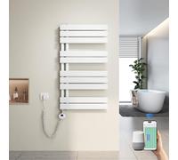 Heilmetz Sèche Serviette Électrique Intelligent 899 x 500 mm, Radiateur Sèche-Serviette Plat avec WiFi, Commande App & Vocale (Alexa/Google Home), Programmation Hebdomadaire, 400W (Blanc)