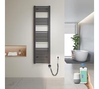 Heilmetz Sèche-Serviettes Électrique Intelligent 140x40cm avec WiFi, Thermostat Connecté et App, Radiateur Salle de Bain Anthracite 500W, Contrôle par Tuya/Assistants Vocaux, 4 Modes