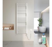 Heilmetz Sèche-Serviettes Électrique Intelligent 140x50cm avec WiFi, Thermostat Connecté et App, Radiateur Salle de Bain Blanc 600W, Contrôle par Tuya/Assistants Vocaux, 4 Modes