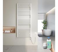 Heilmetz Sèche-Serviettes Électrique Intelligent 140x60cm avec WiFi, Thermostat Connecté et App, Radiateur Salle de Bain Blanc 600W, Contrôle par Tuya/Assistants Vocaux, 4 Modes