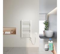 Heilmetz Sèche-Serviettes Électrique Intelligent 70x40cm avec WiFi, Thermostat Connecté et App, Radiateur Salle de Bain Blanc 300W, Contrôle par Tuya/Assistants Vocaux, 4 Modes