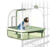 Heiluxe Baignoire automatique pour oiseaux pour cage - Avec pompe, filtre, douche d'intérieur avec eau courante - Pour oiseaux, conures, perruches, calopsittes et inséparables (vert)