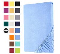 Heim24h Drap-Housse revêtement Matelas en 100% Coton, Bleu Claire - 180x200x30 cm