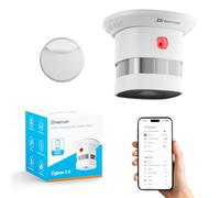 Heiman Detecteur de fumée Zigbee 3.0, Pile remplaçable 5 Ans, HS1SA-E Plus | Avec surveillance de température dans HA, hub Zigbee requis, ZHA/Z2M, support magnétique inclus, certifié DBI & EN14604