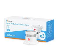Heiman Lot de 3 Détecteurs de Fumée Intelligents Zigbee 3.0 HS1SA-E, Compatible avec Hub Zigbee (Hub Non Inclus), Capteur Photoélectrique, Alarme Incendie pour Maison Intelligente, Support ZHA & Z2M