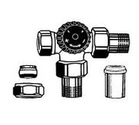 Heimeier corps de vanne thermostatique à trois voies 4150-02.000 Rp 2000 / 2xR 2000 / 2, droit, 2000 vis 2000 / 2 ", bronze nickelé