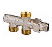 Heimeier Distributeur 2 tubes Duolux 3801-02.000 DN 15, avec obturation / préréglage, bronze nickelé