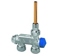 Heimeier EZ-valve 3876-02.000 passage, DN 15, capuchon de protection bleu, bronze nickelé