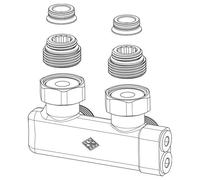HEIMEIER Raccord D'Angle G3/4 Avec Robinet, Deux Tuyaux, 50 Mm