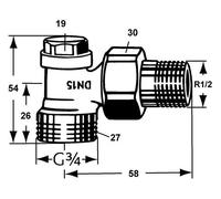 HEIMEIER Raccord Regulux D'Angle, Filetage Extérieur G 3/4, RG Nickelé