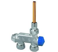 Heimeier EZ-valve 3876-02.000 passage, DN 15, capuchon de protection bleu, bronze nickelé
