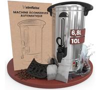 Heimfleiss® Machine à Vin Chaud Inox 10 L 1500 W | Marmite Vin Chaud avec Robinet, Thermostat et Bac d’Égouttage | Distributeur Eau Chaude | Distributeur Boissons Chaudes Inoxydable | Argent