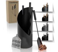 Heimfleiss® Serviteur Cheminée Noir Moderne | Ensemble d'Accessoires de Cheminée | Kit Cheminée avec Tisonnier, Pelle & Balayette | Accessoires de Cheminée avec Manches Noirs