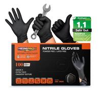 HEIMIPROX Gants en nitrile extra épais et lisses pour un travail de précision - Gants jetables sans poudre, sans latex, sans silicone - Manchette renforcée, noir (XL, 100 pièces, 1)