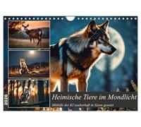Heimische Tiere im Mondlicht (Wandkalender 2026 DIN A4 quer), CALVENDO Monatskalender: Wolf, Adler und Co. von der KI in Szene gesetzt
