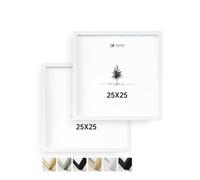 Heimlich® 2x Cadre Photo 25x25 cm en Bois Blanc | Cadre 25x25 cm | Cadre à Documents 25x25 | Verre Acrylique Incassable Excellente Qualité Durable | Décoration Murale 25x25