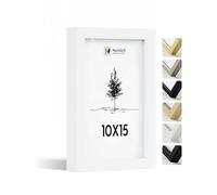 Heimlich® - Cadre photo - 10 x 15 cm, bois d'ayous, blanc - Petit cadre photo avec protection plastique - Montage mural ou à poser