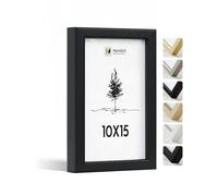 Heimlich® - Cadre photo - 10 x 15 cm, bois d'ayous, noir - Petit cadre photo avec protection plastique - Montage mural ou à poser